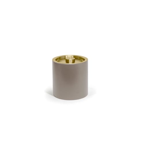 London Ice Bucket 3.5 Quart Round, Stone with Matte Brass Lid